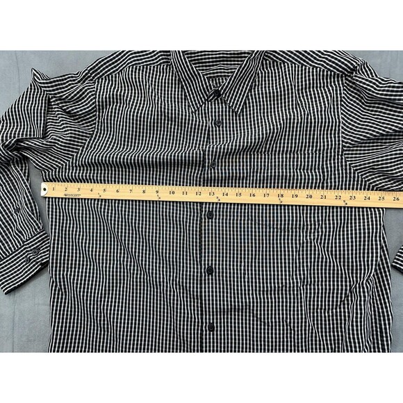 David Taylor Shirt Mens XL Black White Plaid Button Down Long Sleeve Pocket - Picture 8 of 9